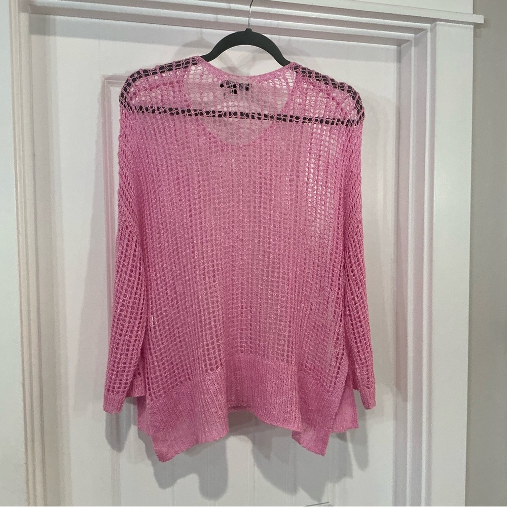 CHARLIE B Pink Mesh Sweater Size M